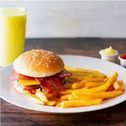 🍟🥤 Combo Hamburguesa de Jamón/Tocineta 🍔🥓